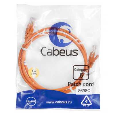 патч-корд Cabeus PC-UTP-RJ45-Cat.6-1m-OR Оранжевый