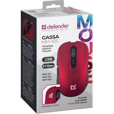 мышь Defender Gassa MM-105 Red Красный