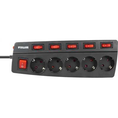 сетевой фильтр Filum FL-SPL5-3.0M-BL черный